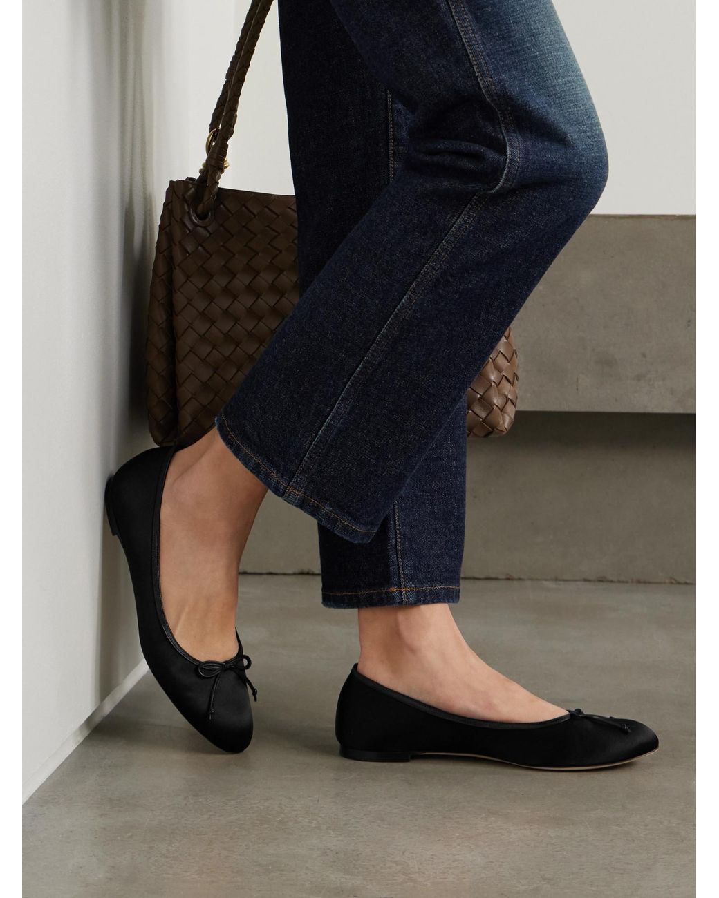 Manolo Blahnik Black Round Toe Ballet Shoes
