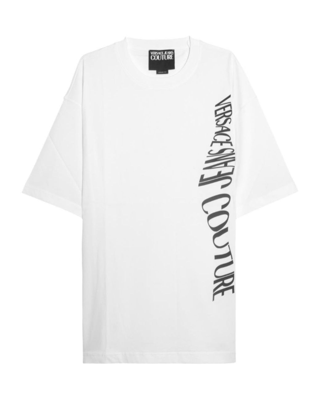 Versace Jeans White Vertical-Logo T-Shirt for men