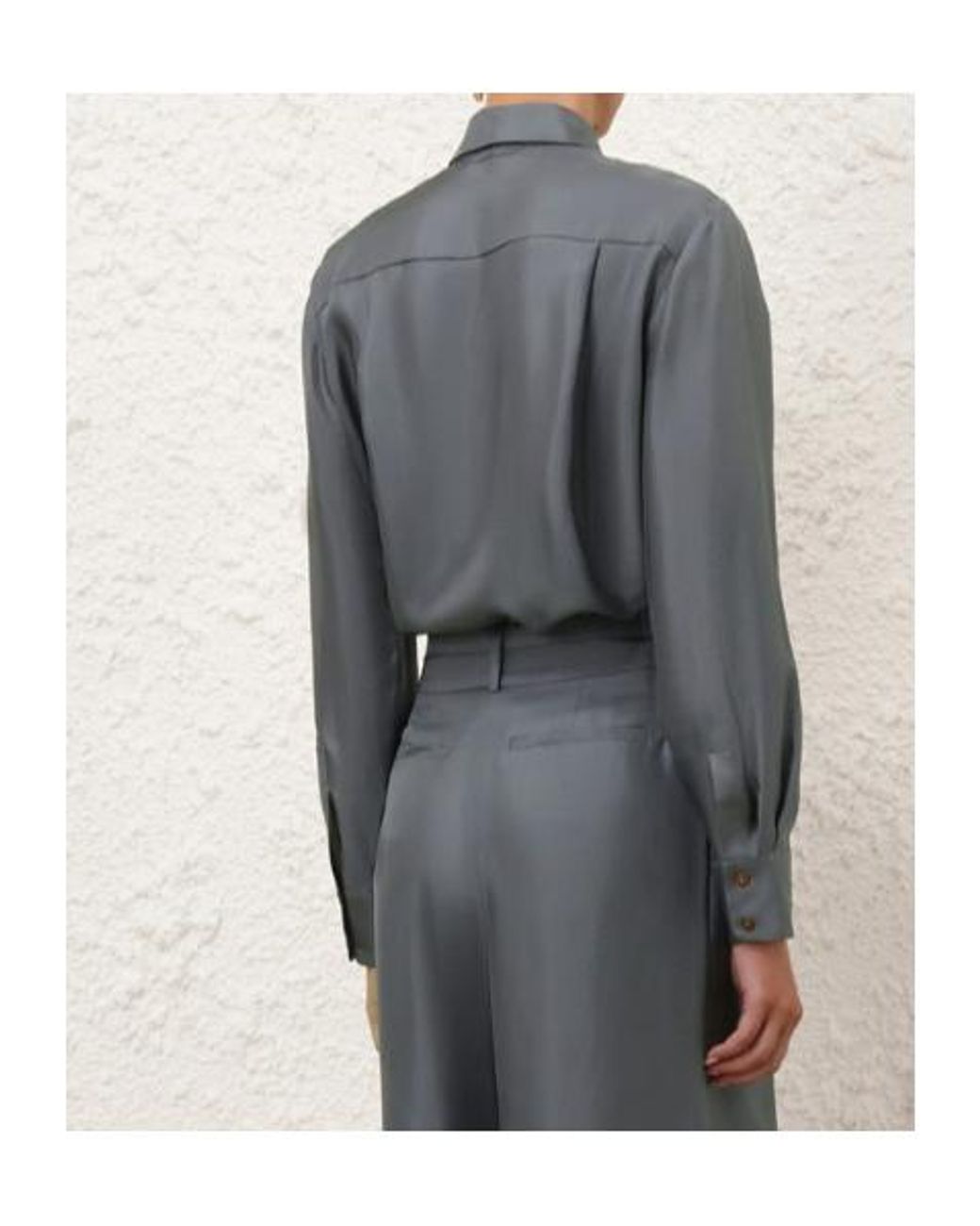 Zimmermann Gray Pussy-Bow-Collar Shirt