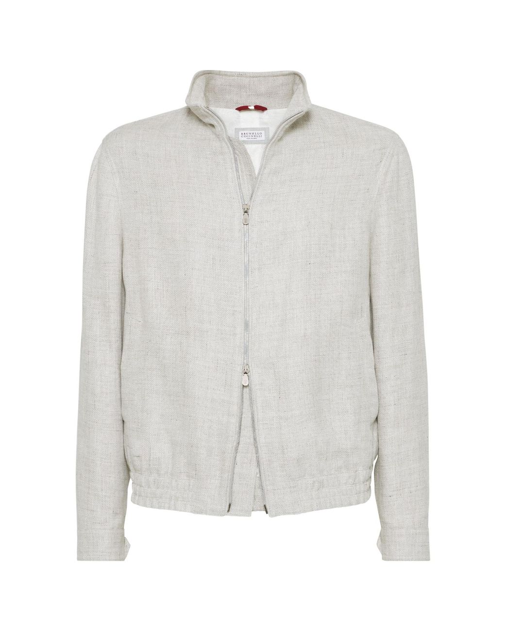Brunello Cucinelli White Zipped Bomber Jacket for men