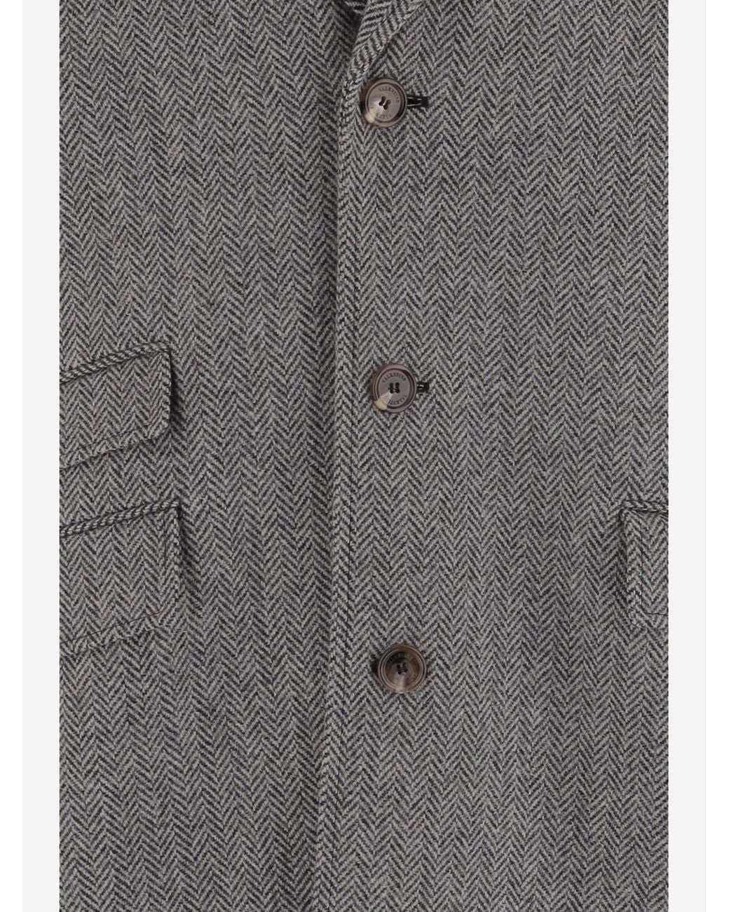 Valentino Gray Single-Breasted Long Coat for men