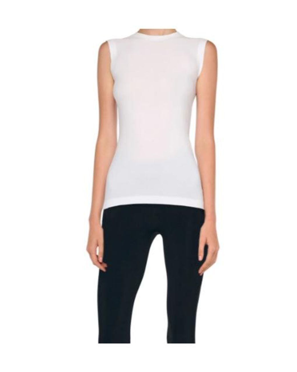 Norma Kamali White Sleeveless Round-Neck Top