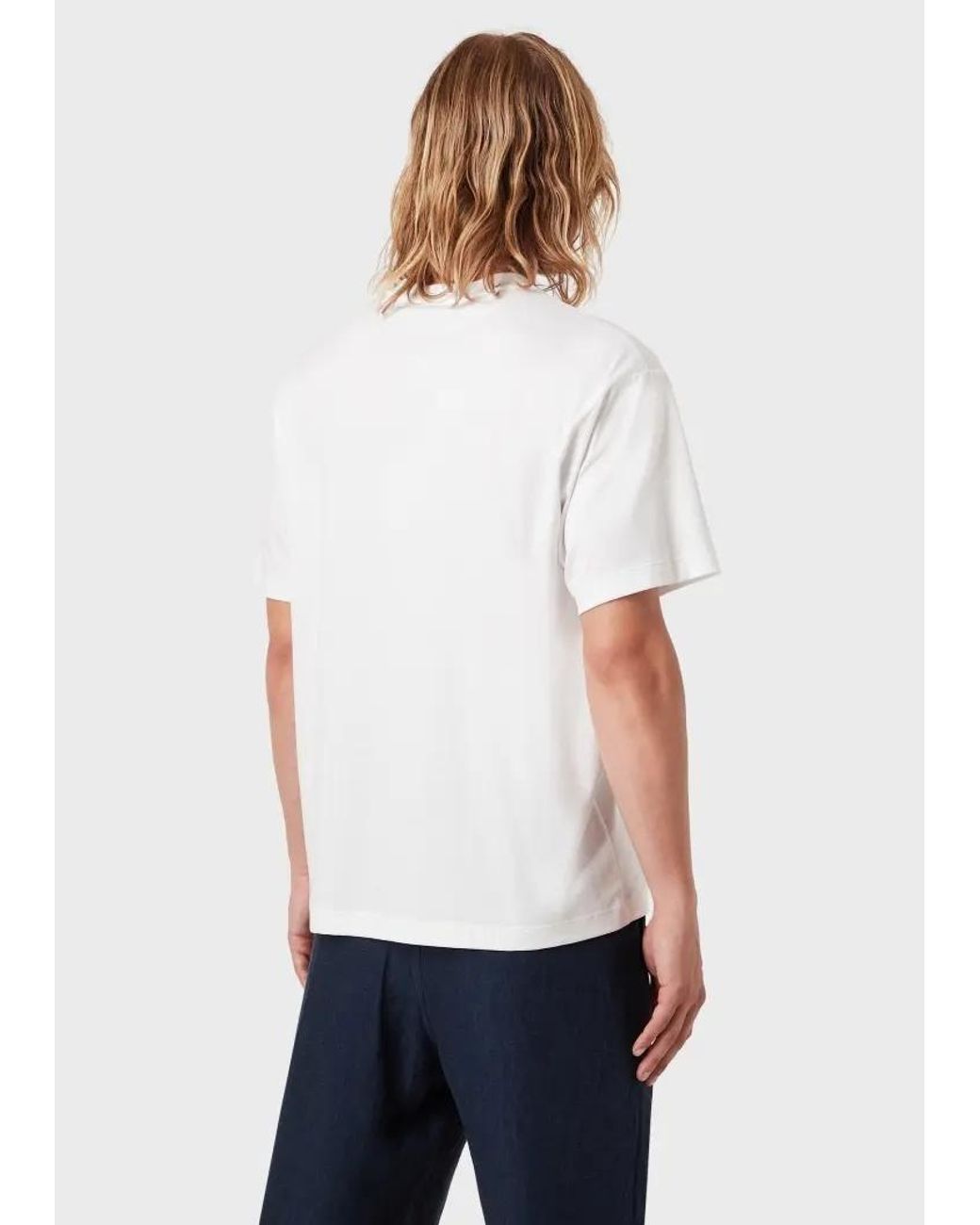 Giorgio Armani White Logo-Patch Cotton T-Shirt for men