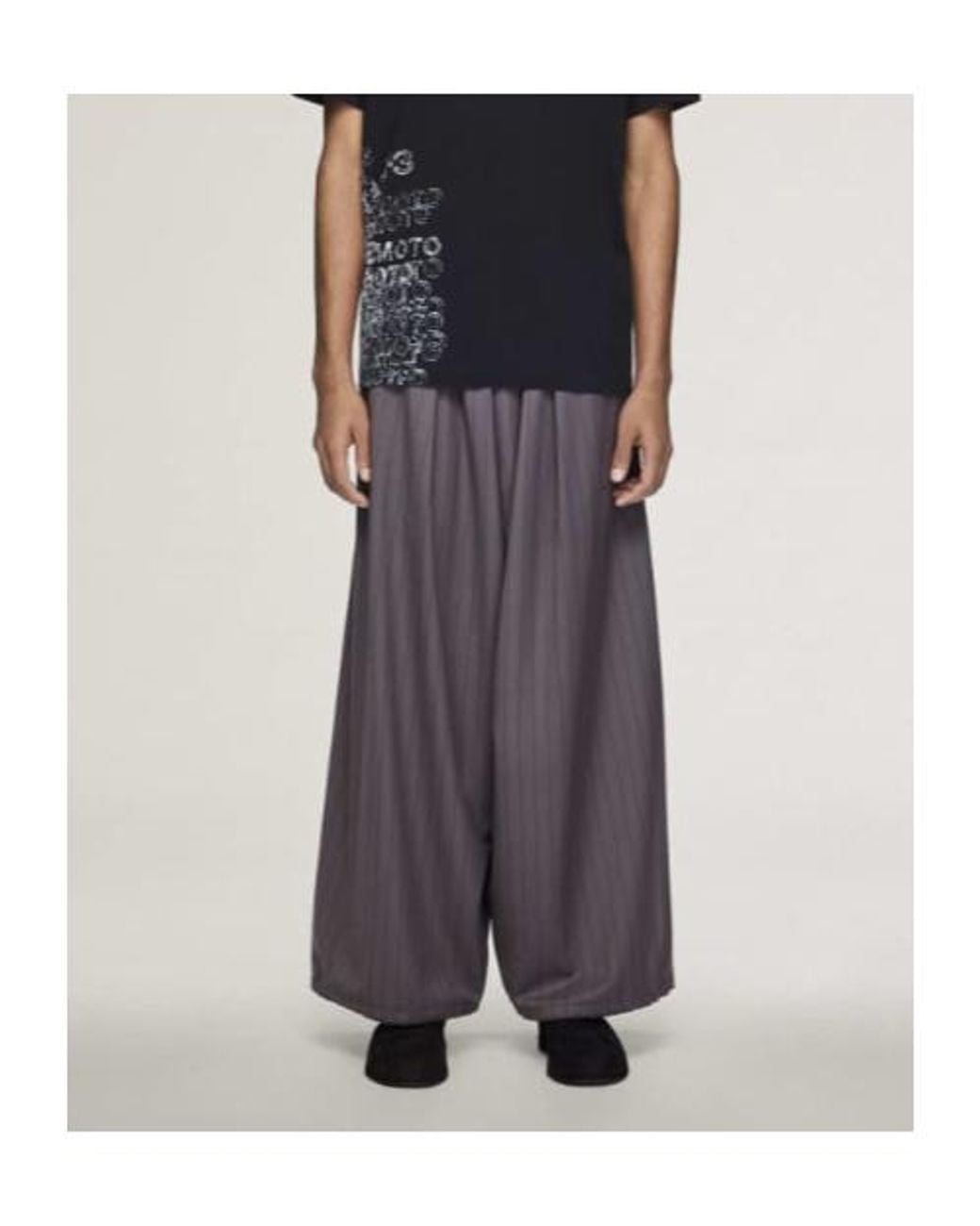 Y-3 Gray Pinstripe Drawstring Trousers for men