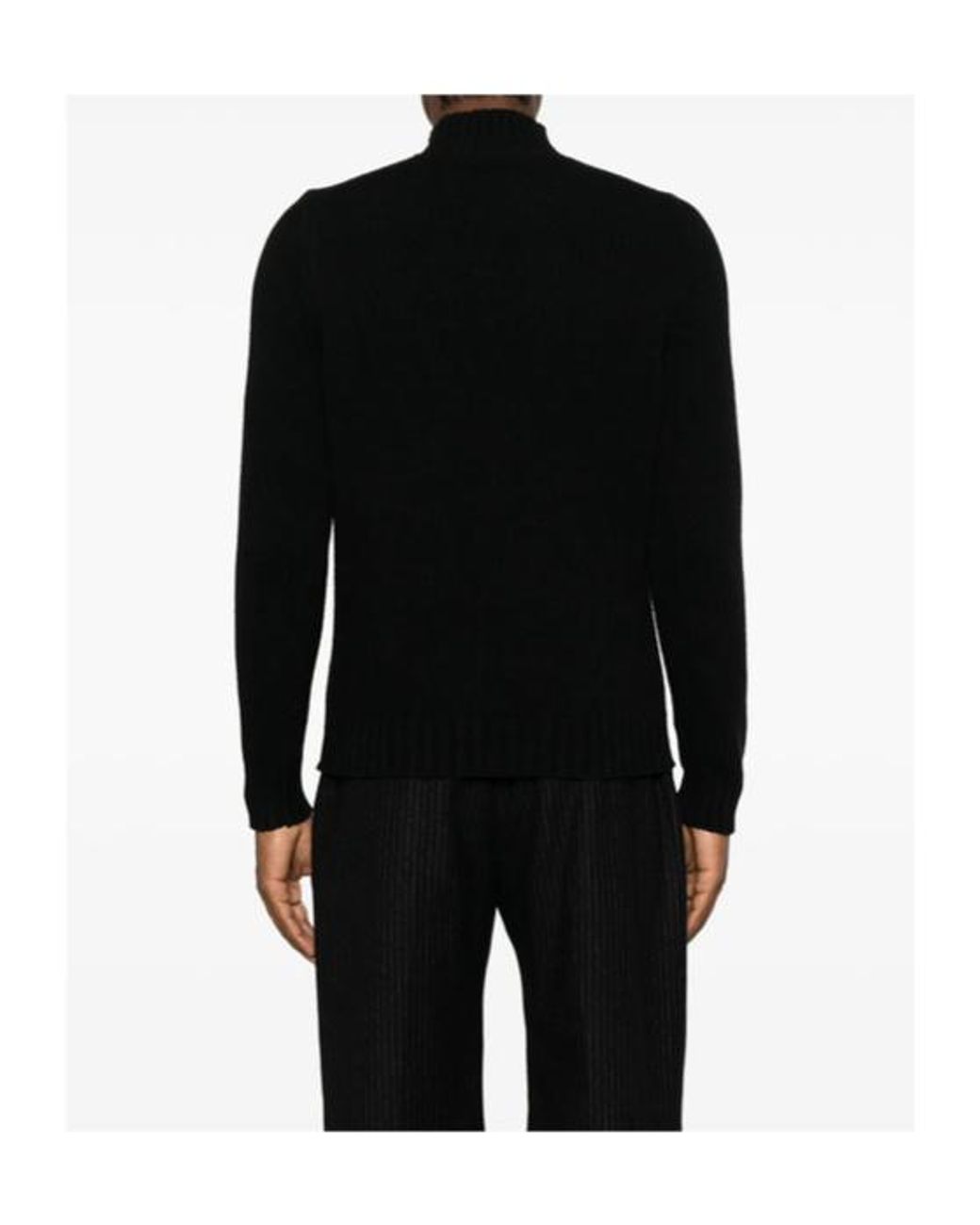 Fedeli Black Ribbed-Knit High-Neck Knit for men