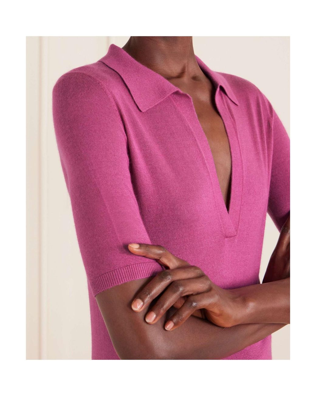 Gabriela Hearst Pink Frank Cashmere And Silk-Blend Polo Shirt