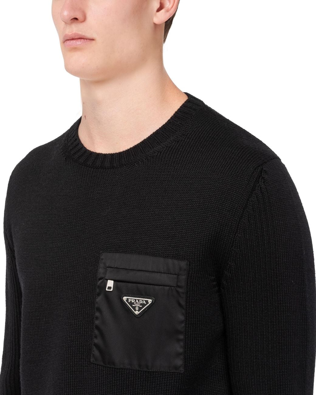 Prada Black Logo Rib Knitted Jumper for men