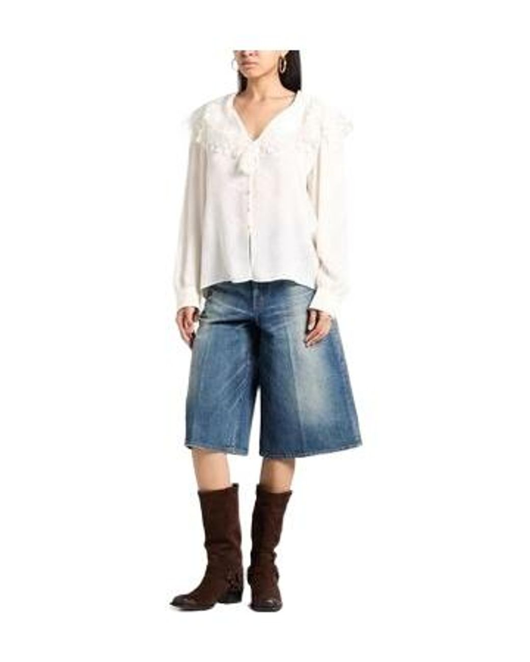 Chloé White Jacquard Long-Sleeve Blouse