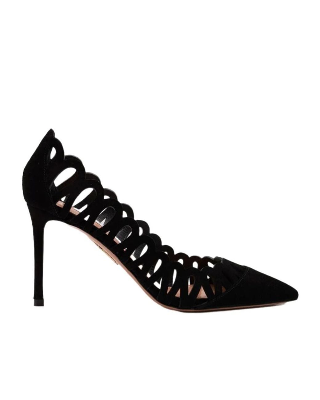 Aquazzura Black Peep Pointy-Toe Pumps
