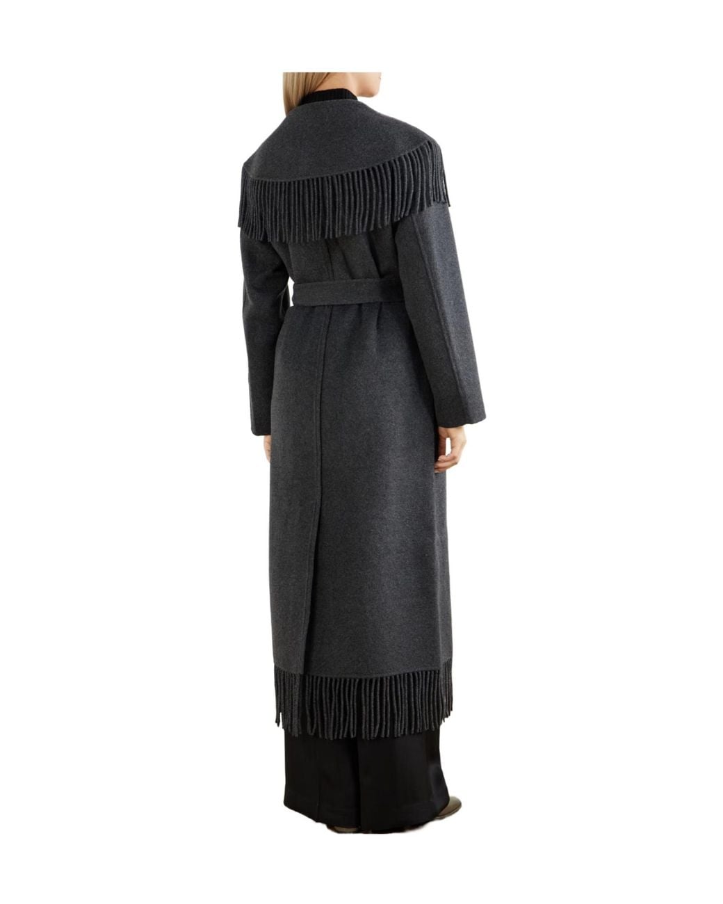 Jonathan Simkhai Black Carrie Fringe Robe Coat