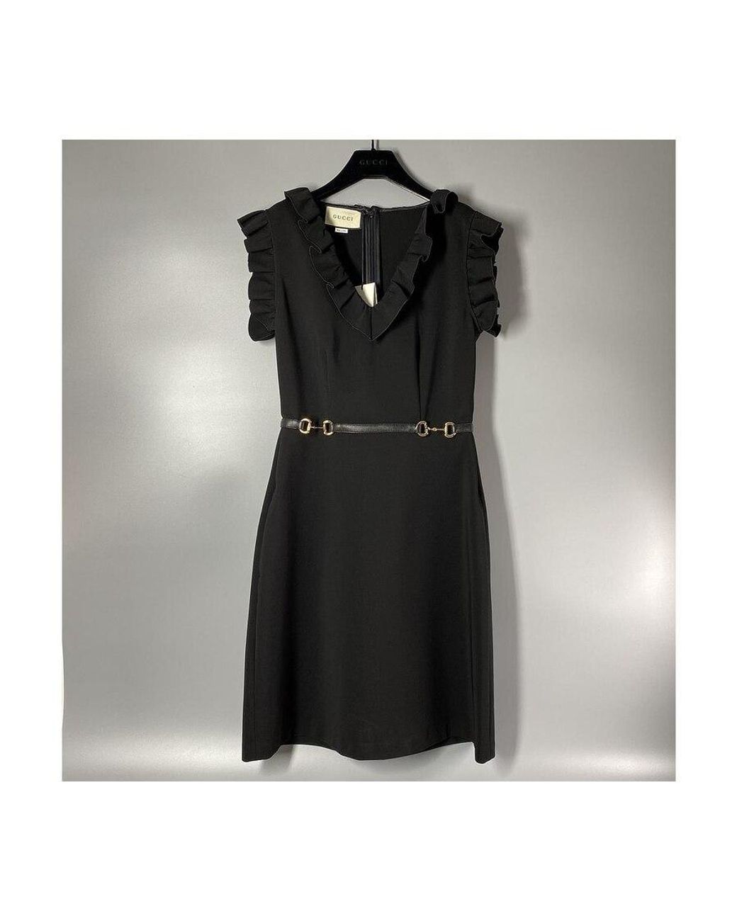Gucci Black Ruffled Sleeveless Dress