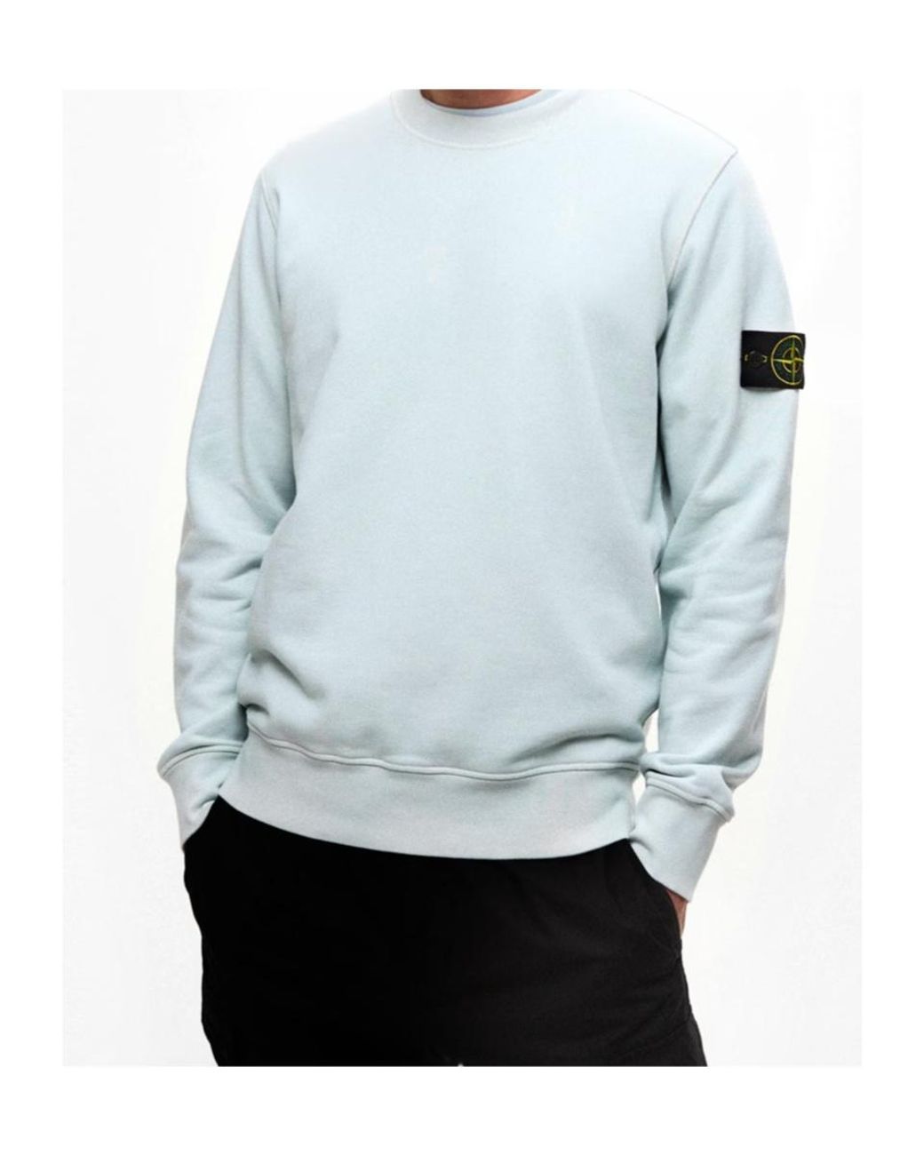 Stone Island Blue Logo Crew Neck Sweatshirt for men