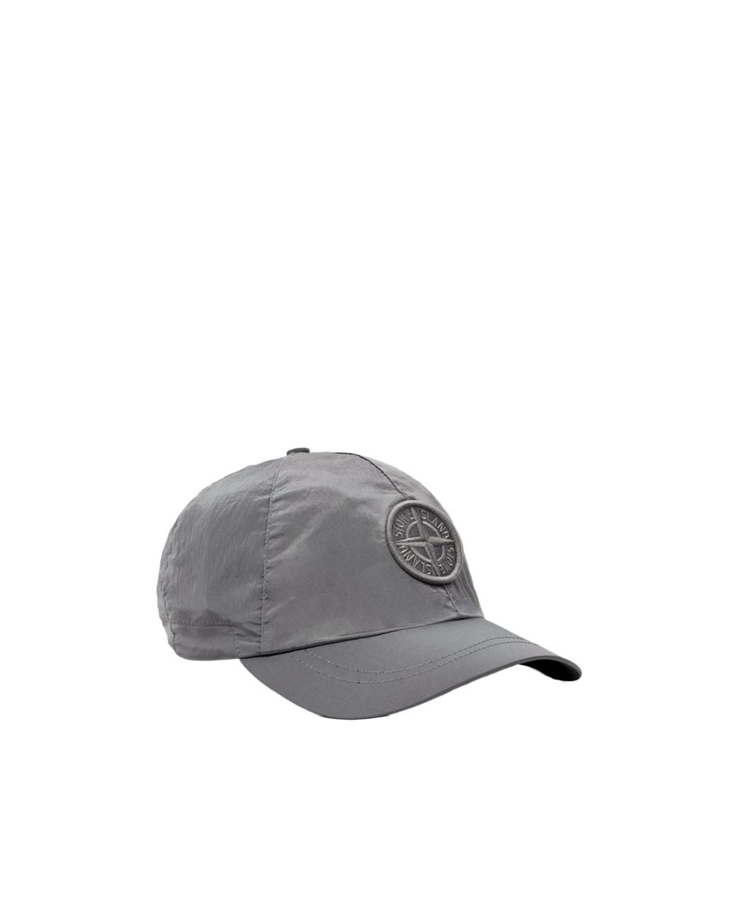Stone Island Gray Logo Embroidered Curved Peak Baseball Cap for men