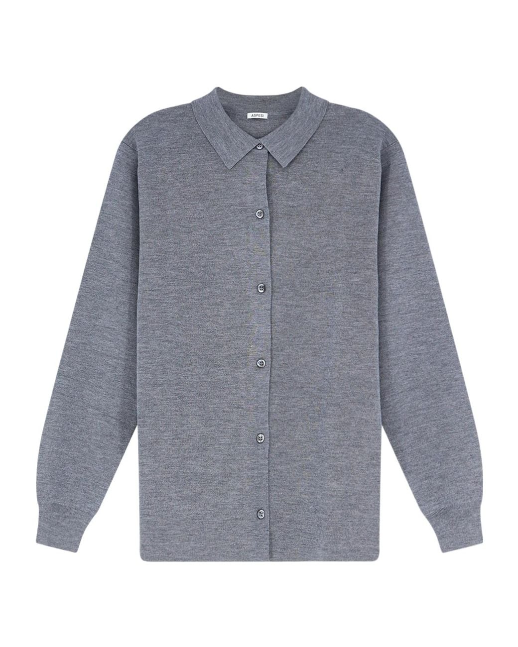 Aspesi Gray Button-Up Collar Cardigan