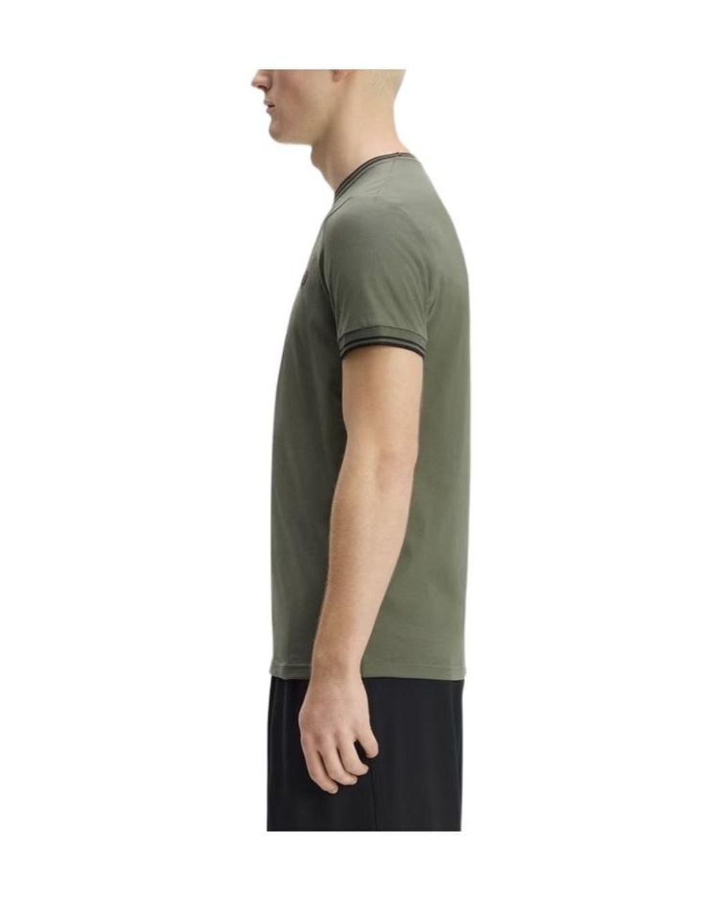 Fred Perry Green Striped T-Shirt With Two Stripes for men
