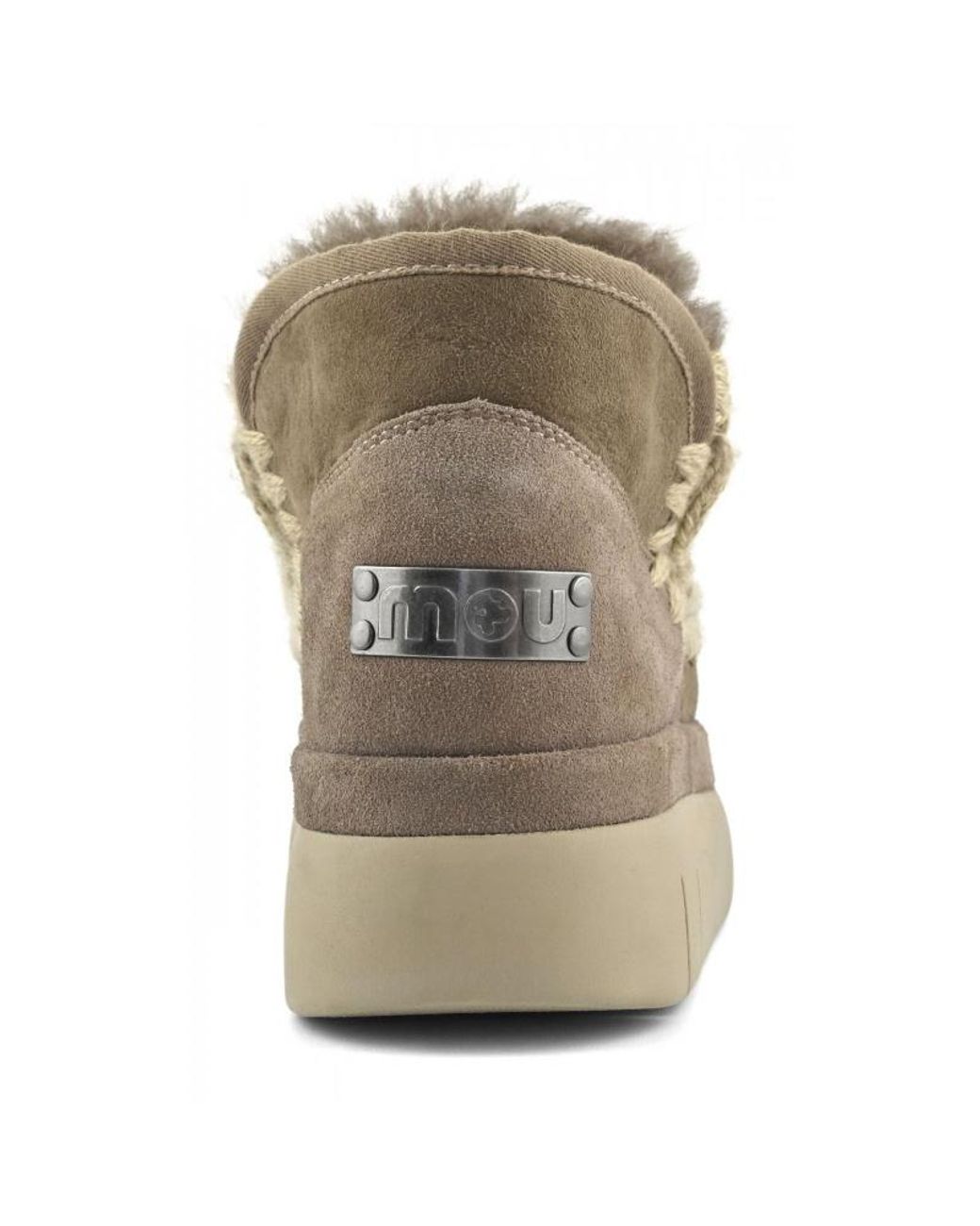 Mou Natural Shearling Trim Platform Boots