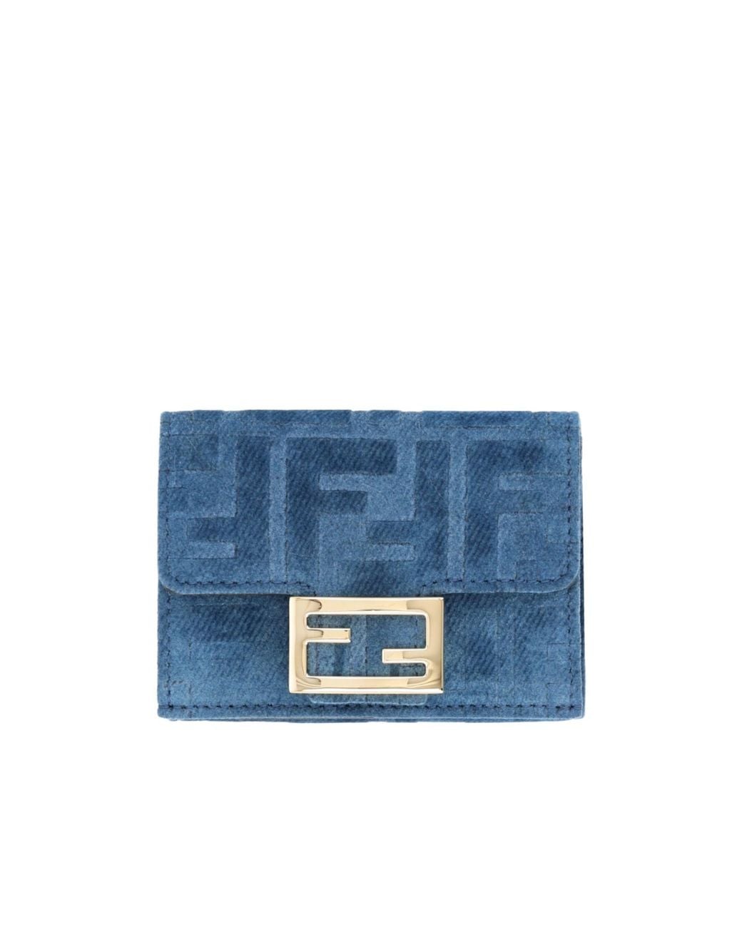 Fendi Blue Monogram Jacquard Folded Wallet