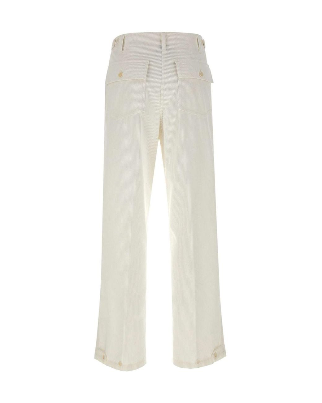 Aspesi White Wide-Leg Corduroy Pants