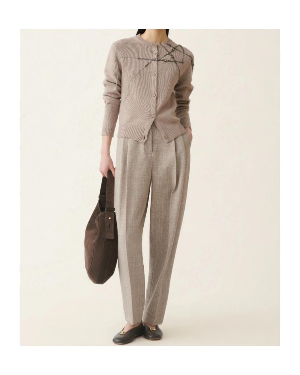 Fabiana Filippi Gray Embellished Knit Cardigan
