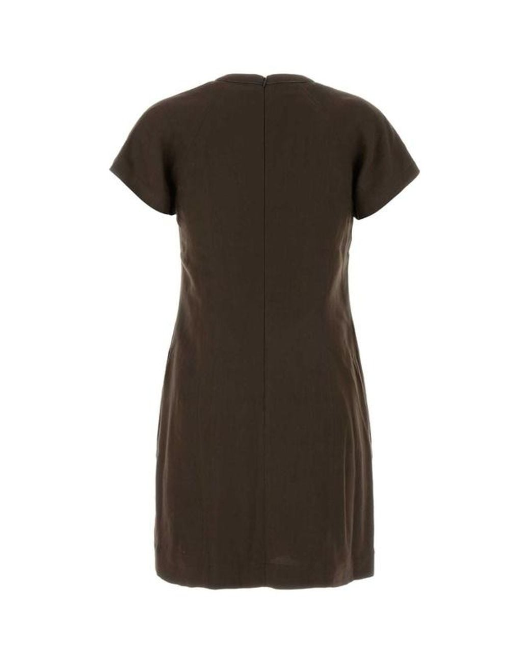 Brunello Cucinelli Brown Short-Sleeve Mini Dress