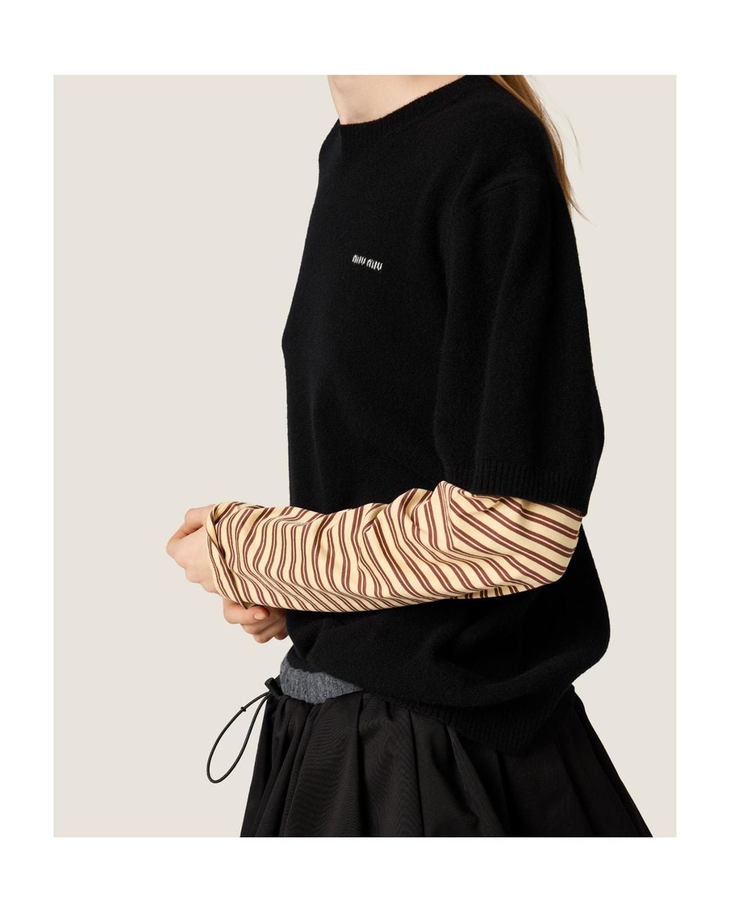 Miu Miu Black Cashmere And Jersey Sweater