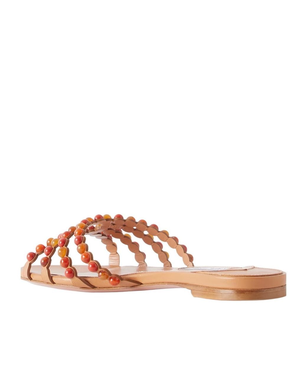 Aquazzura Brown Embellished Leather Sandals