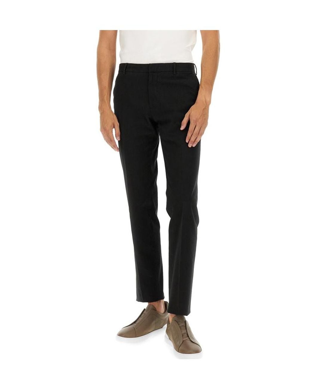 Zegna Black Belt Loop Casual Pants for men