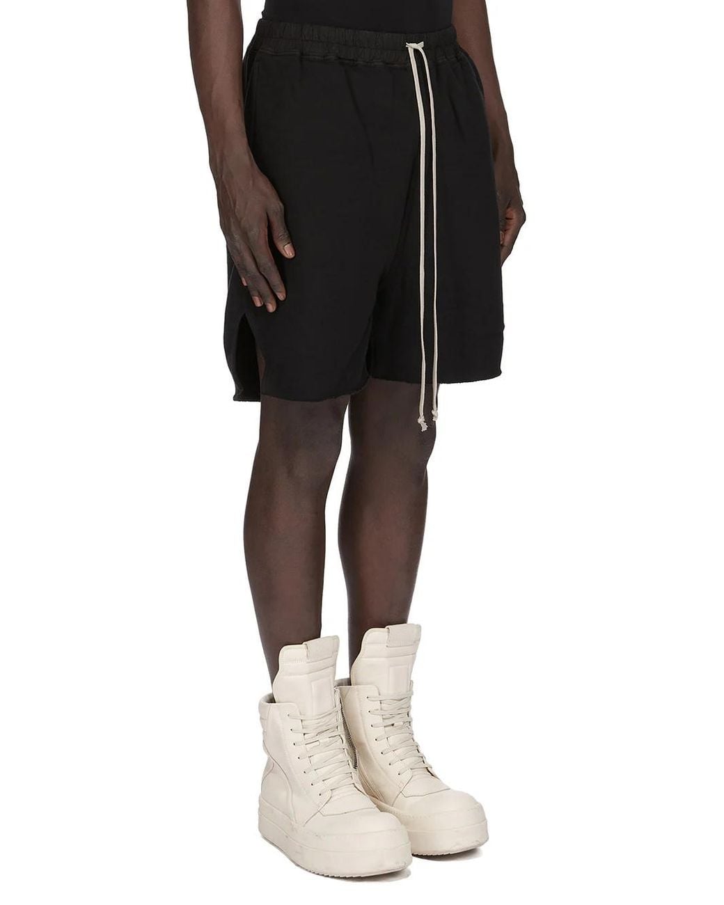 Rick Owens Black Drawstring-Fastening Track Shorts for men