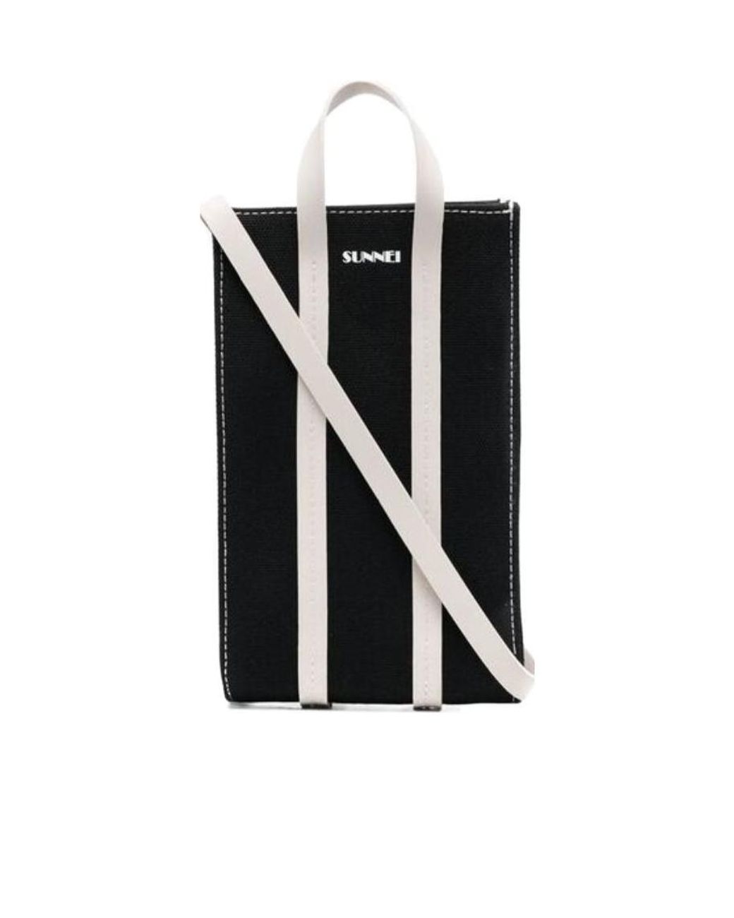 Sunnei Black Logo Printed Lanyard Pouch for men