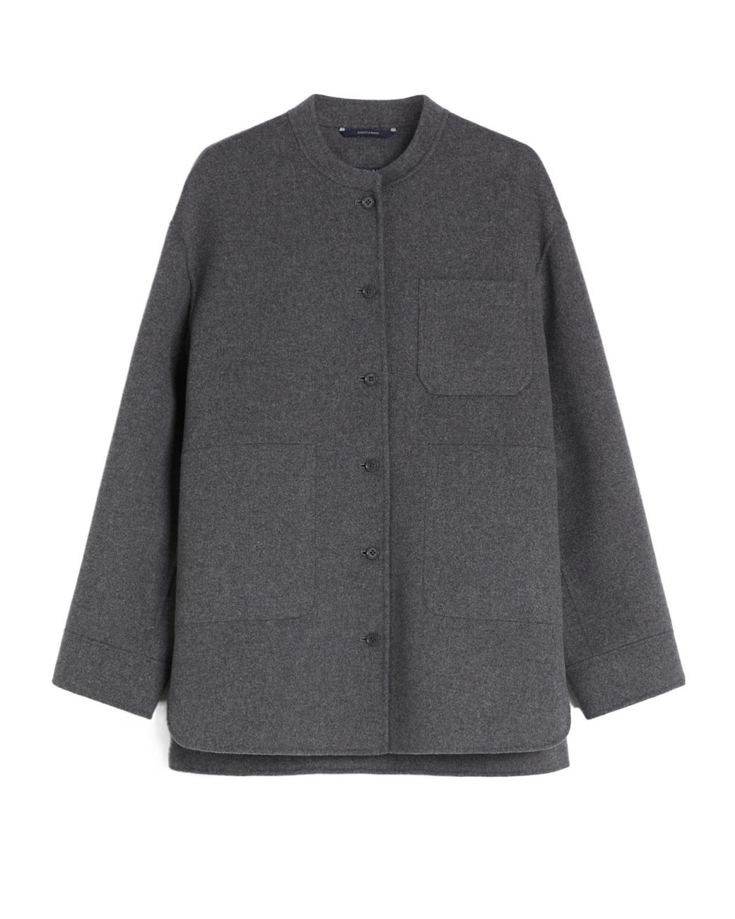 Max Mara Gray 'S Crewneck Button-Up Coat