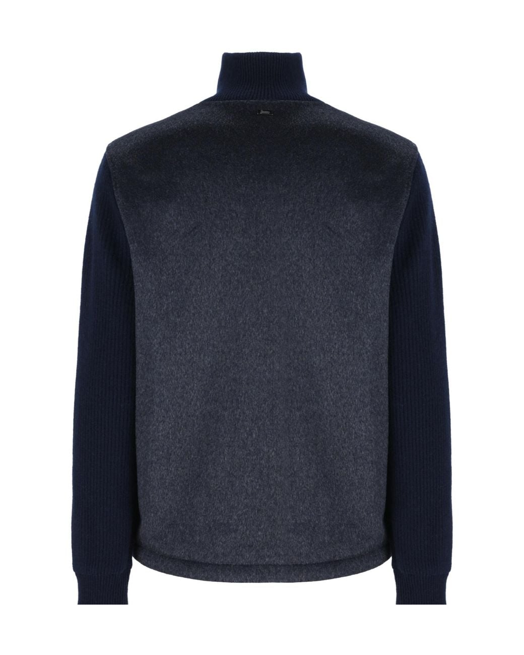 Herno Blue Knit-Panel High Collar Knitted Jacket for men