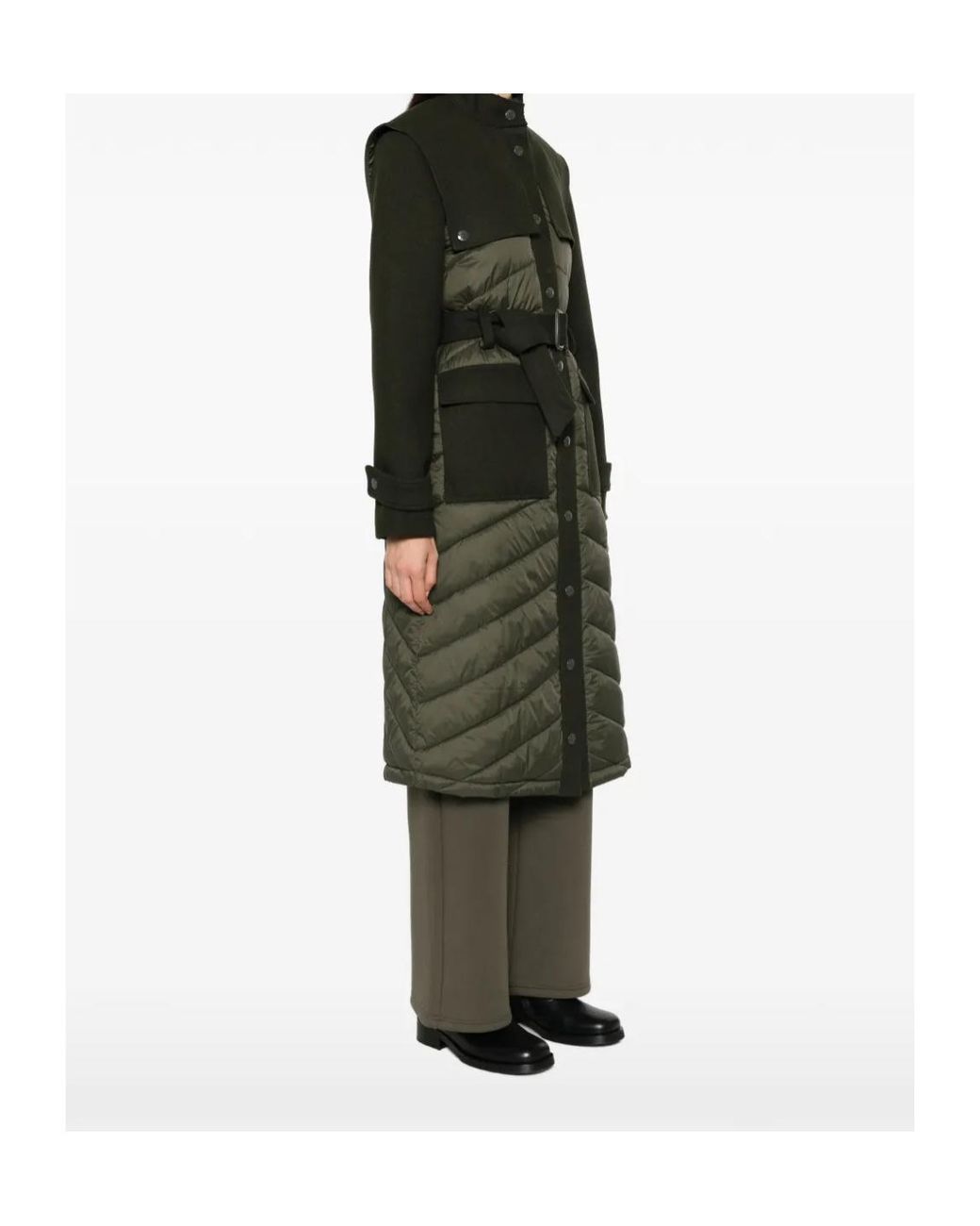 Patrizia Pepe Black Quilted Panelled Coat