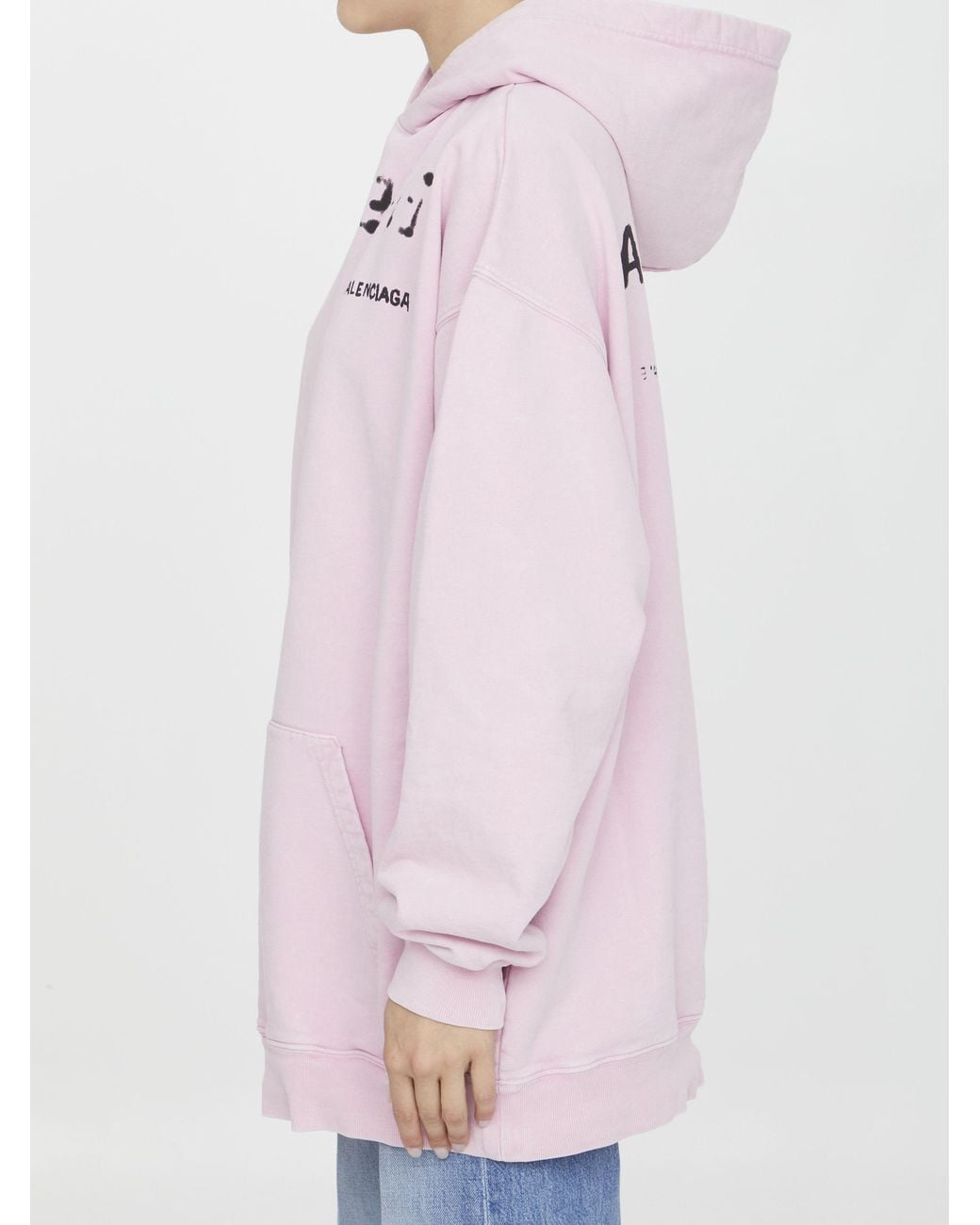 Balenciaga Pink Logo Printed Oversized Hoodie