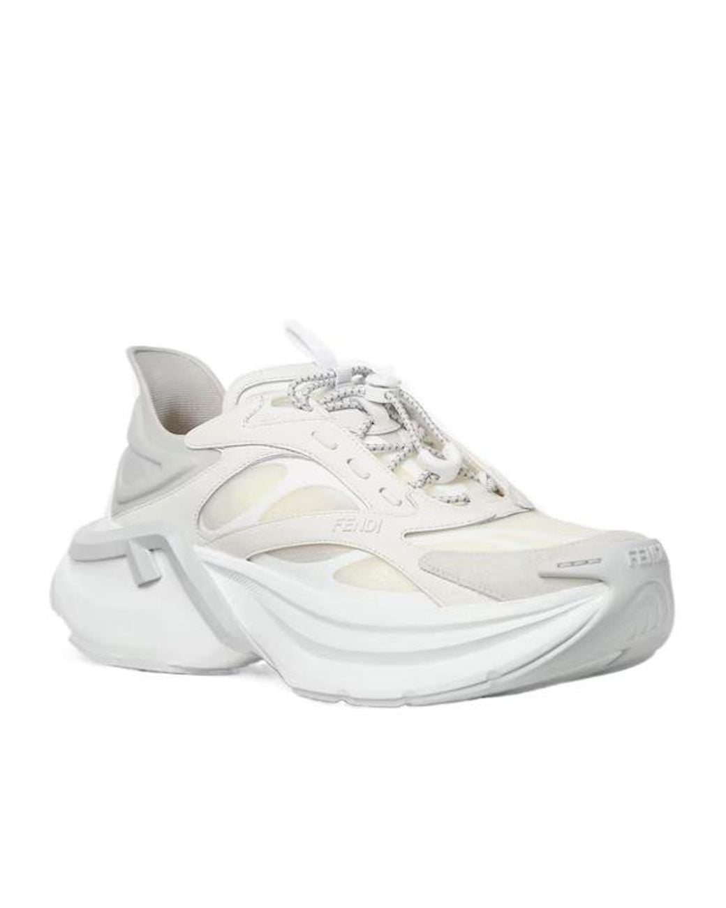 Fendi White F-Light Lace-Up Sneakers