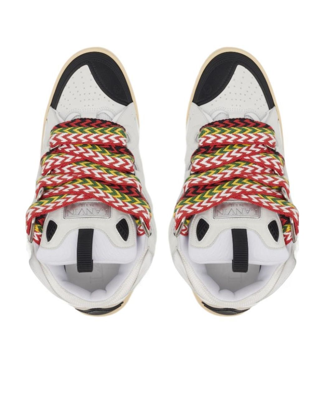 Lanvin Natural Curb Panelled Lace-Up Sneakers