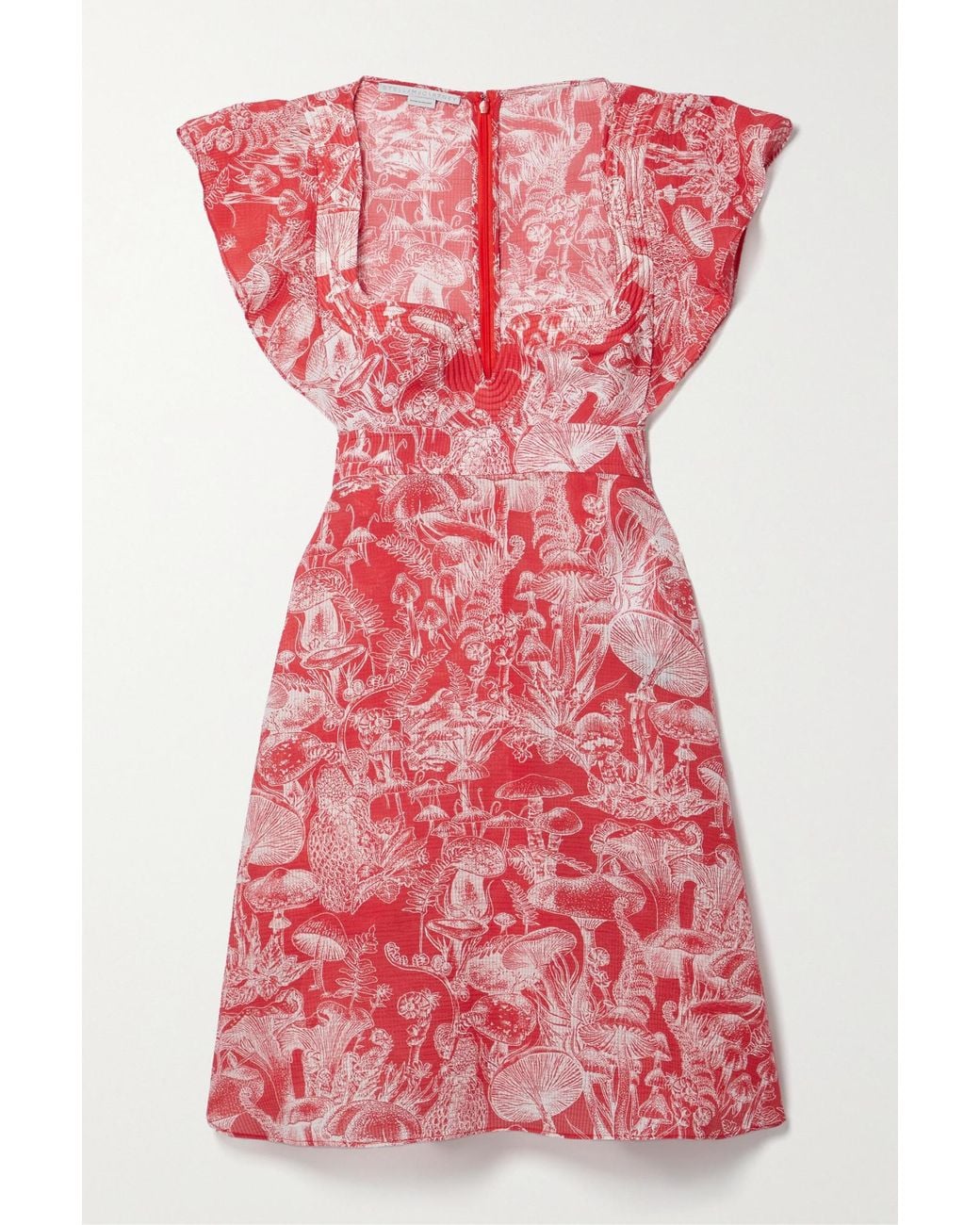 Stella McCartney Red Mushroom-Print Mini Dress