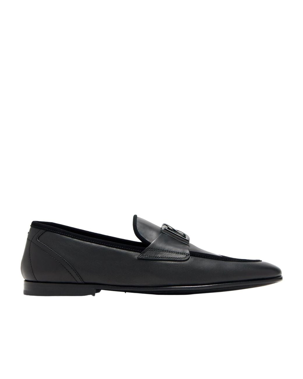 Dolce & Gabbana Black Erice Dg Logo Plaque Loafers for men