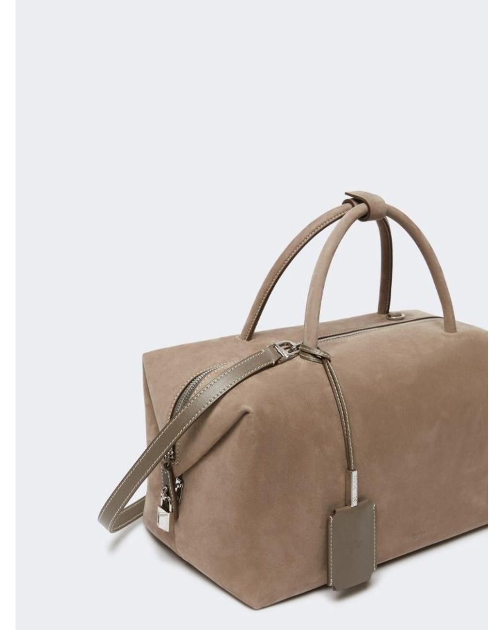 Max Mara Brown Tag Detailed Top Handle Bag
