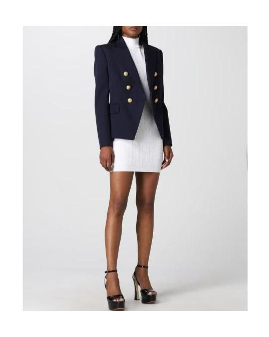 Balmain Blue Notched Lapel 6 Button Double-Breasted Blazer
