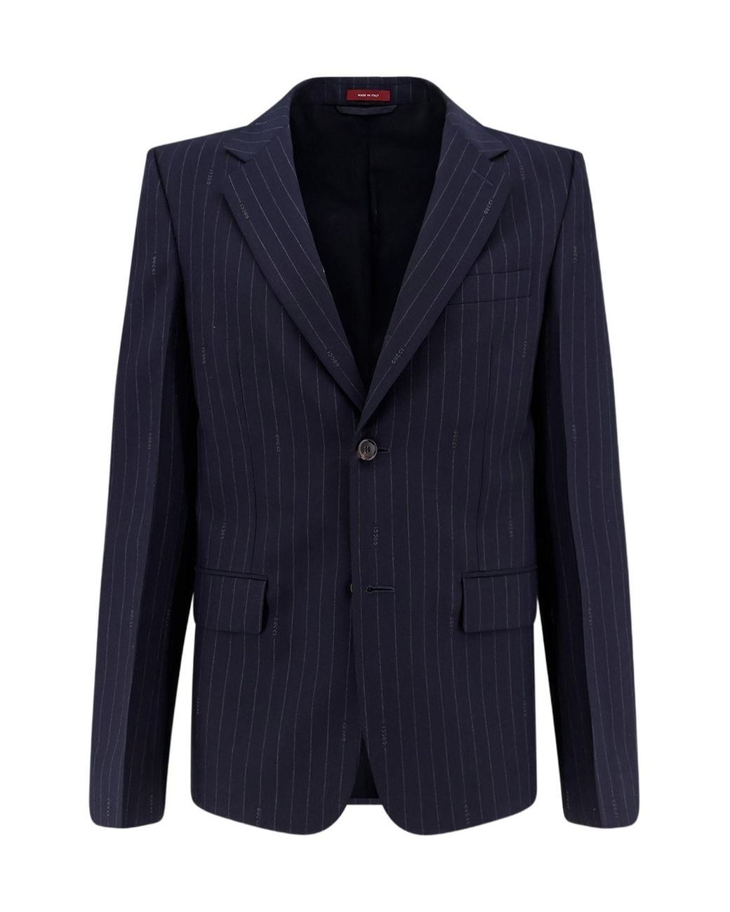 Gucci Blue Single-Breast Pinstripe Wool Jacket for men