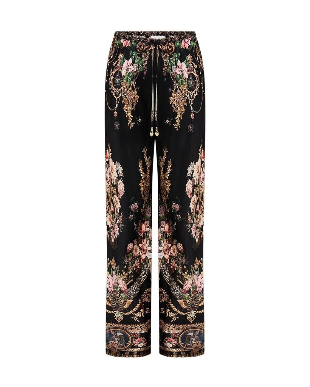 Camilla Black Lace-Up Casual Pants
