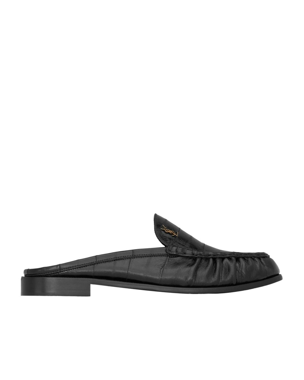 Saint Laurent Black Le Loafer Logo Plaque Slip-On Mules for men