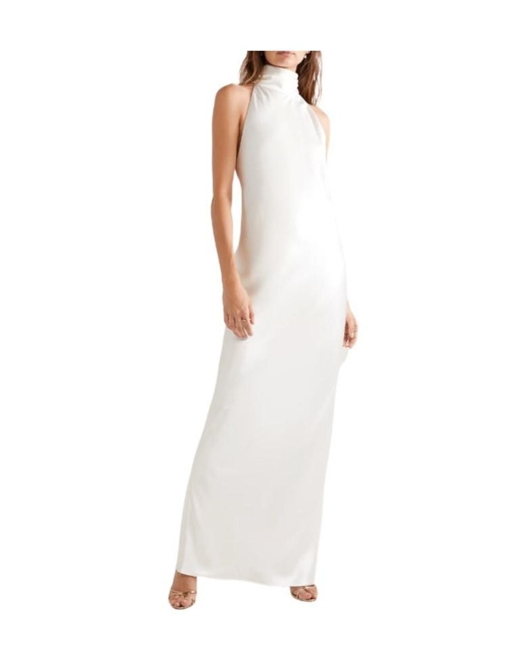 Brandon Maxwell White Backless Halter Gown