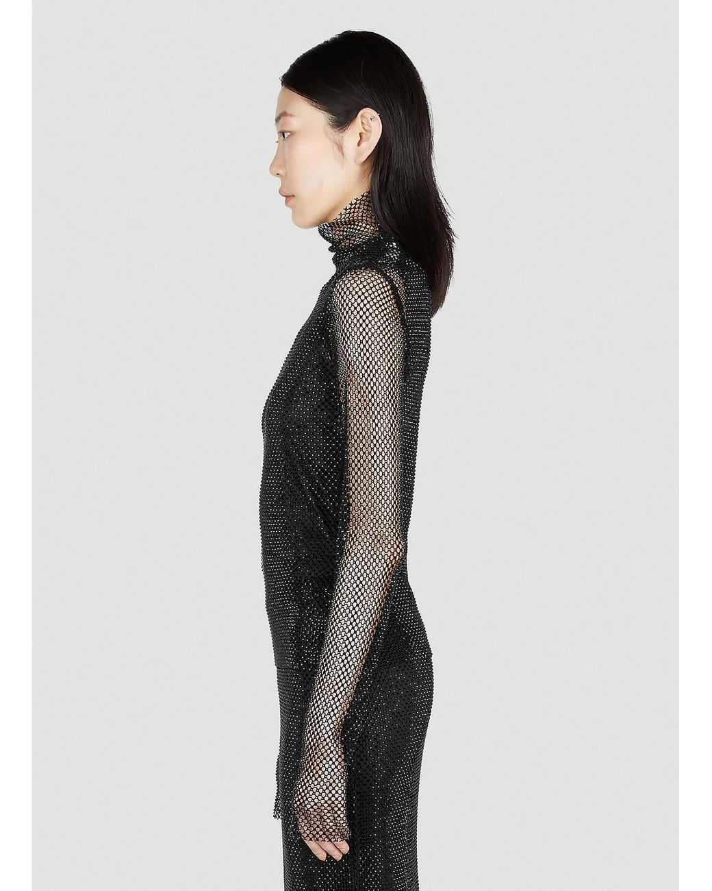 Sportmax Black High Neck Mesh Top