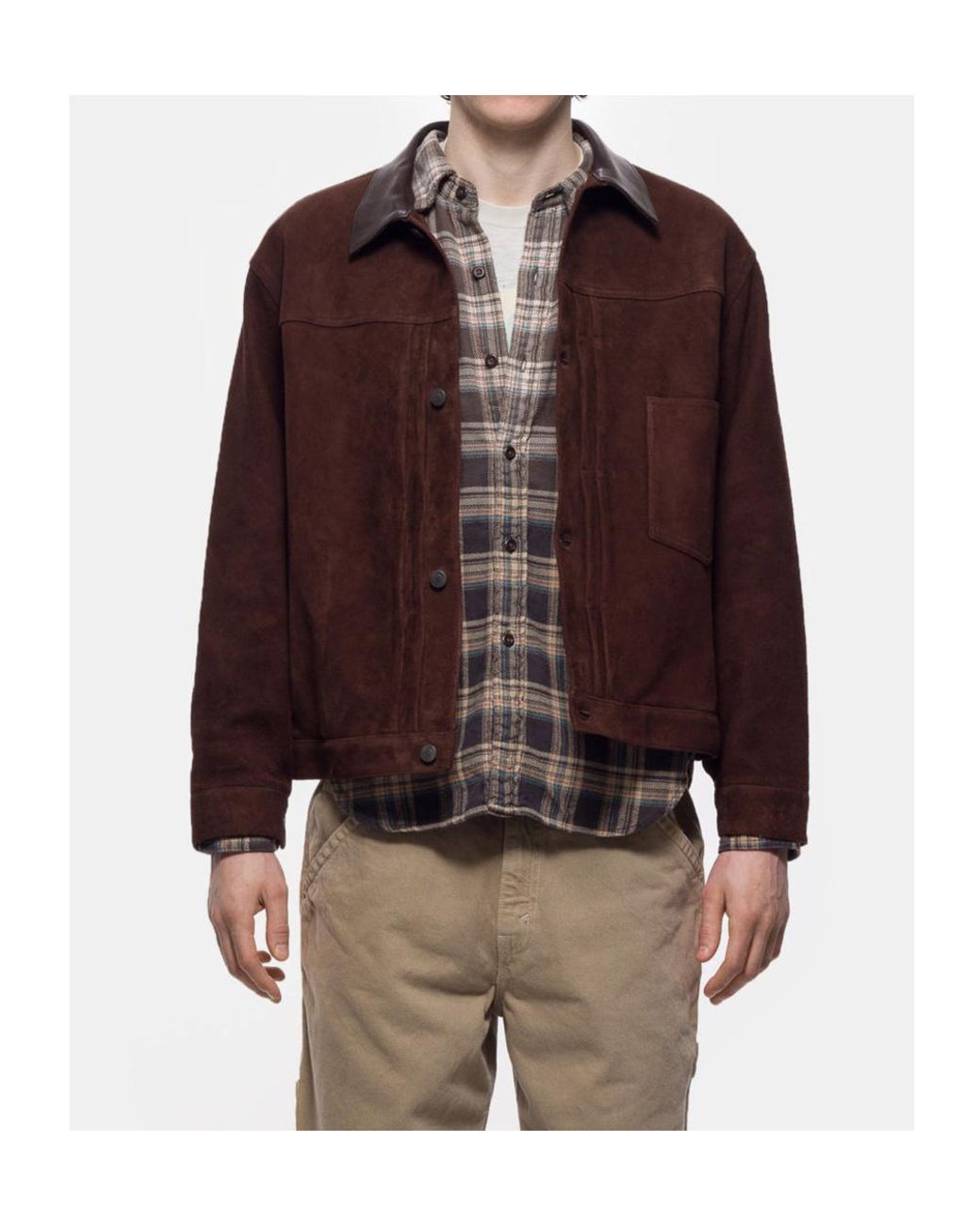 A.PRESSE Brown Retro Deerskin Jacket for men