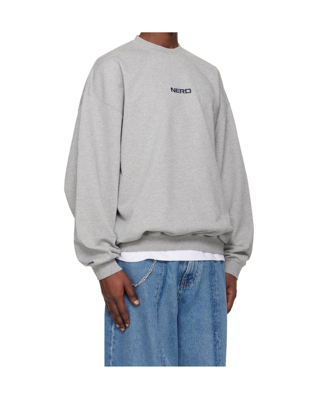 Vetements Gray Nerd Crew Neck Sweatshirt for men