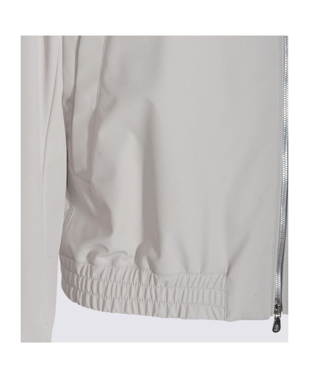 Brunello Cucinelli White High Neck Bomber Jacket for men