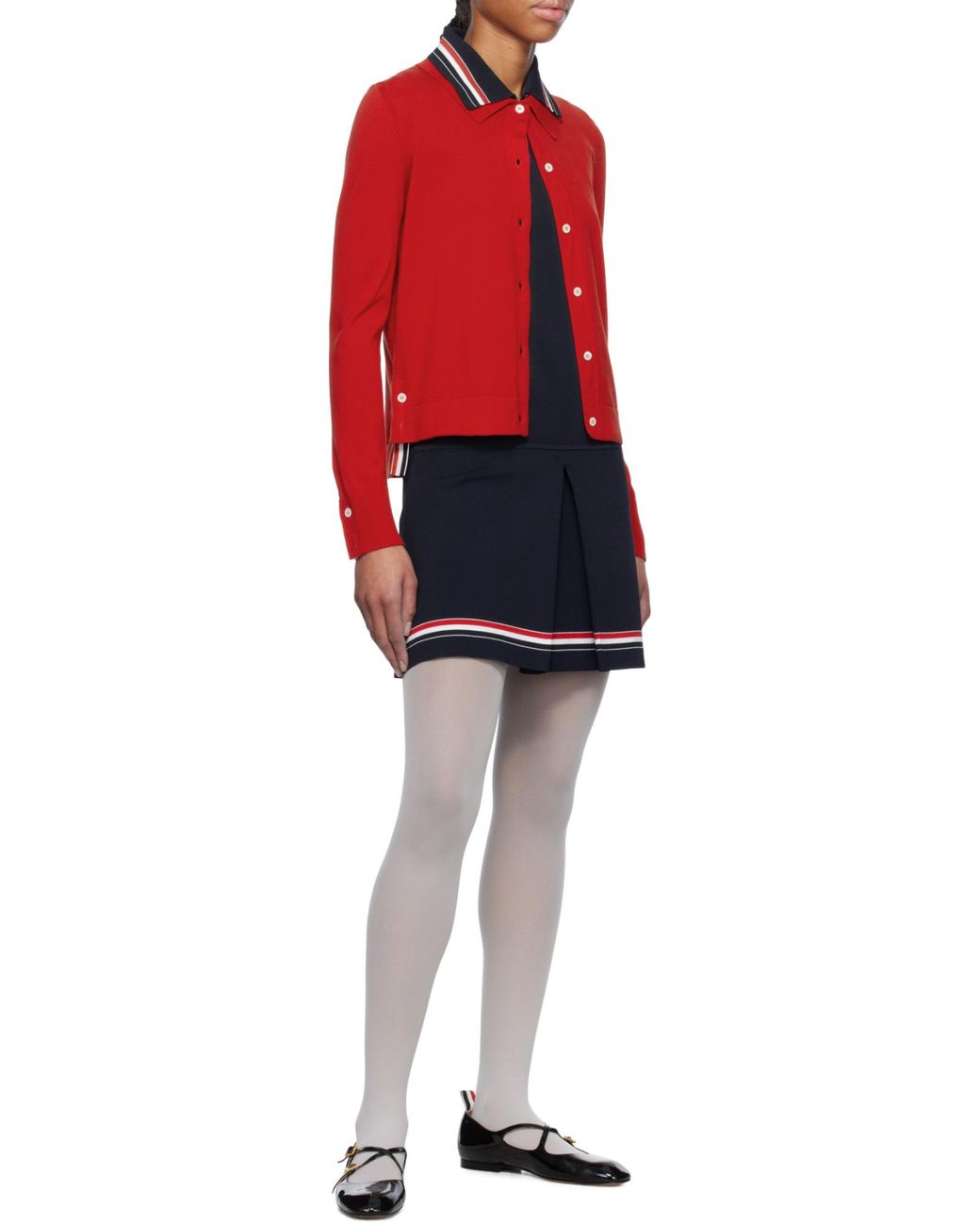 Thom Browne Blue Pleated Sleeveless Dress
