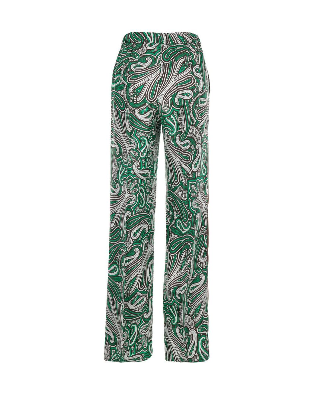 P.A.R.O.S.H. Green P.A.R.O..H. Pants With Contrast Side Stripe And All-Over Silk Scarf Print For Trousers