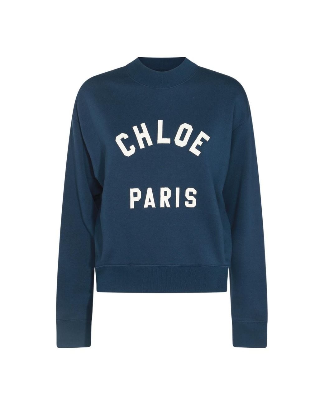 Chloé Blue Chloé Logo Printed Mock-Neck Sweatshirt